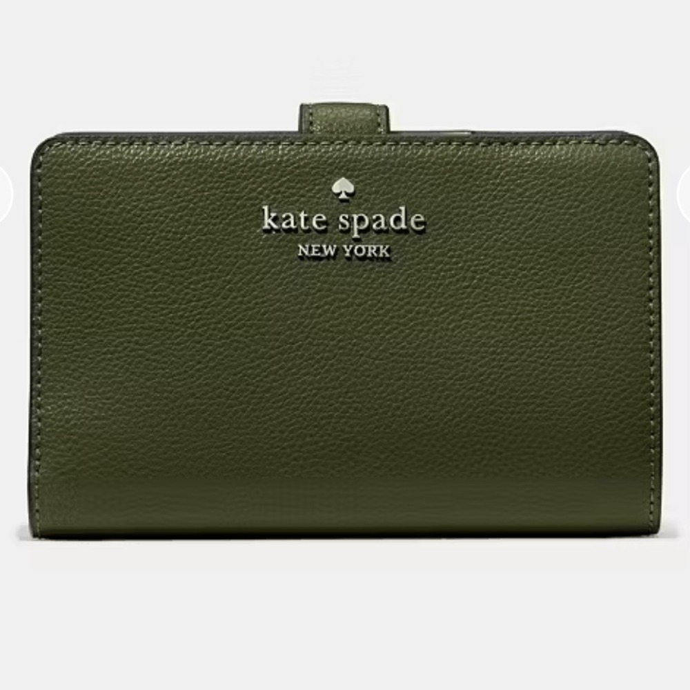 Kate Spade Lena Medium Compact Bifold Wallet Enchanted Green KH787 Leather
